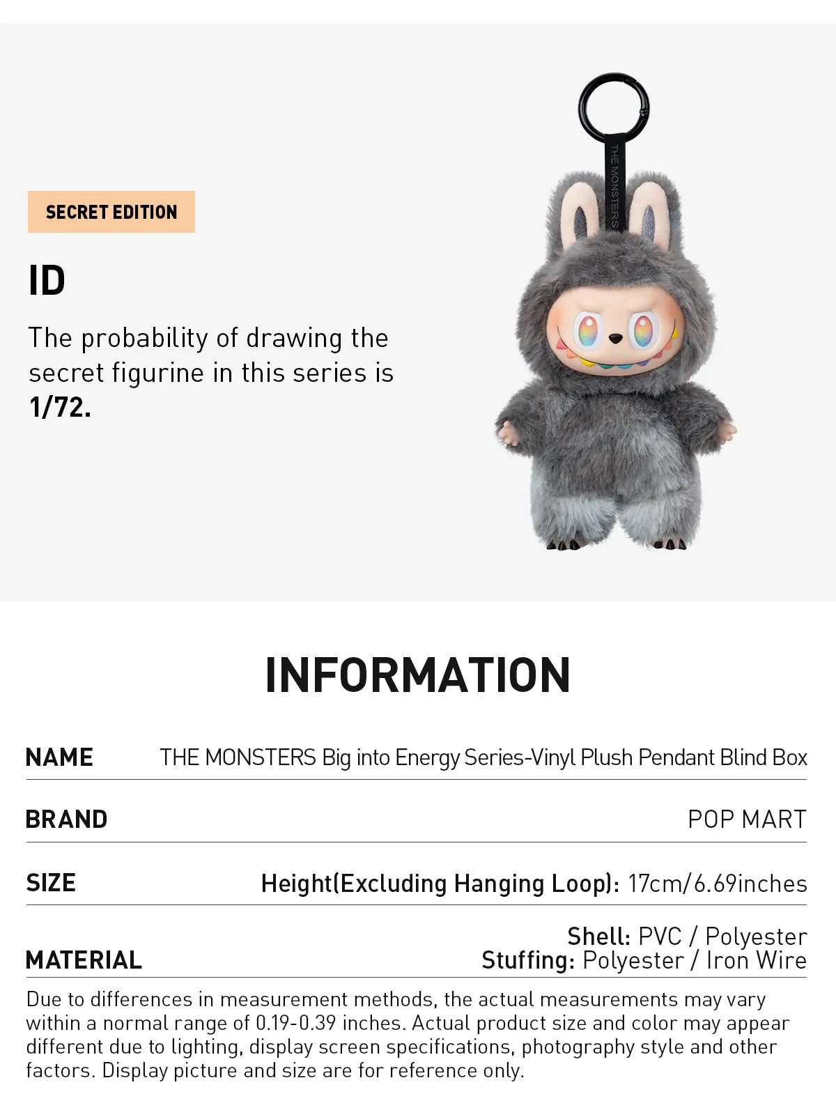 Pop Mart Labubu The Monsters Big into Energy Series Vinyl Plush Pendant Blind Box